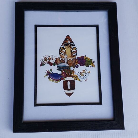 Fleur de lis signed framed art / New Orleans - Picture 1 of 3